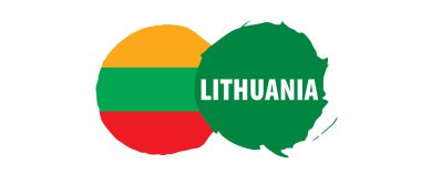 Litvanya bayrağı, beyaz arkaplanda vektör illüstrasyonu.