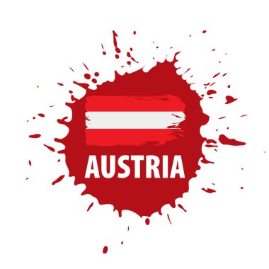 Avusturya bayrağı, beyaz arkaplanda vektör illüstrasyonu