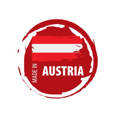 Avusturya bayrağı, beyaz arkaplanda vektör illüstrasyonu