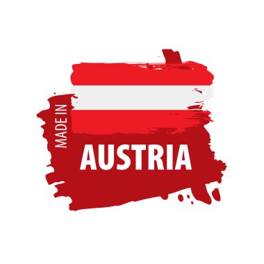 Avusturya bayrağı, beyaz arkaplanda vektör illüstrasyonu