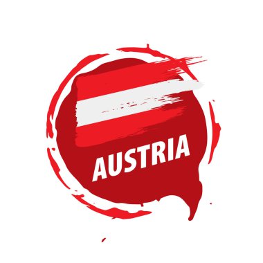 Avusturya bayrağı, beyaz arkaplanda vektör illüstrasyonu