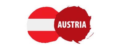 Avusturya bayrağı, beyaz arkaplanda vektör illüstrasyonu