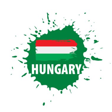Beyaz arkaplanda Macaristan bayrağı, vektör illüstrasyonu