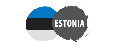 Estonya bayrağı, beyaz arkaplanda vektör illüstrasyonu