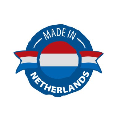 Beyaz arkaplanda Hollanda bayrağı, vektör illüstrasyonu