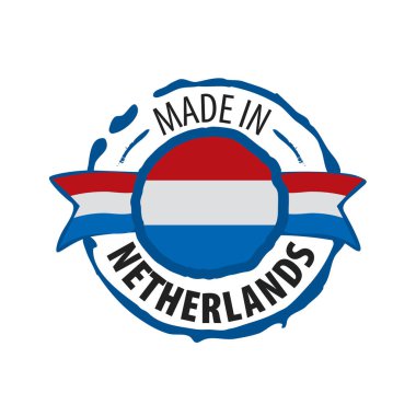 Beyaz arkaplanda Hollanda bayrağı, vektör illüstrasyonu