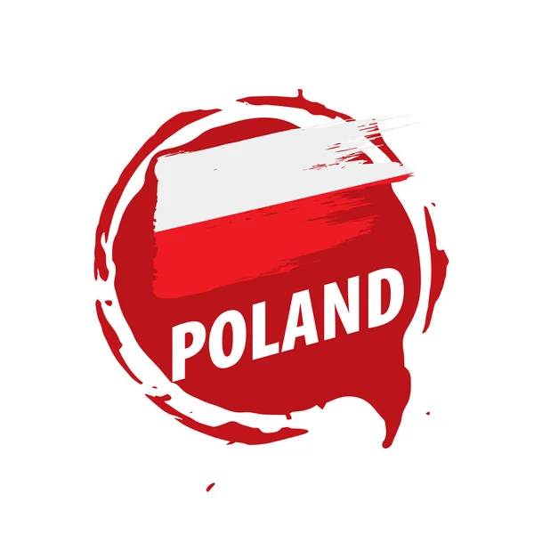 Σημαία Πολωνίας, διανυσματική απεικόνιση σε λευκό φόντο — Διανυσματικό Αρχείο