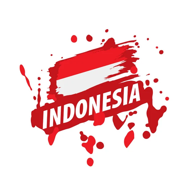 Bendera Indonesia, gambar vektor pada latar belakang putih - Stok Vektor