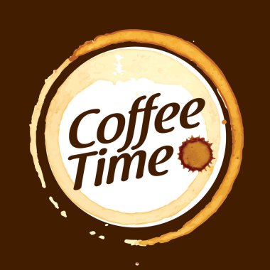 Kahve serpintisi. Kahverengi arkaplanda vektör illüstrasyonu