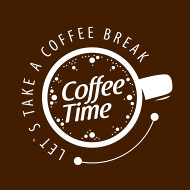 Kahve logosu. Kahverengi arkaplanda vektör illüstrasyonu