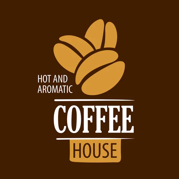 Λογότυπο καφέ. Εικονογράφηση διανύσματος σε καφέ φόντο — Διανυσματικό Αρχείο