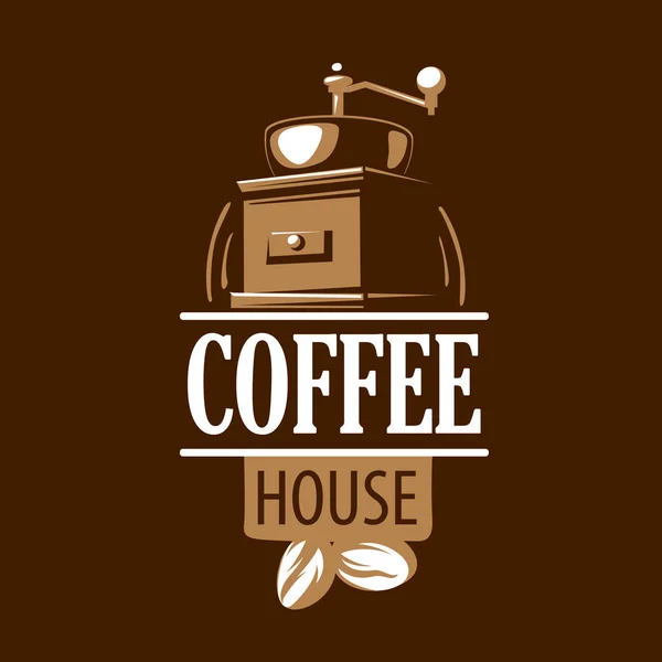 コーヒーロゴ。茶色の背景のベクトルイラスト — ストックベクタ