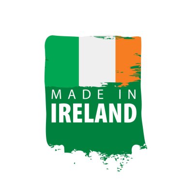 İrlanda bayrağı, beyaz arkaplanda vektör illüstrasyonu