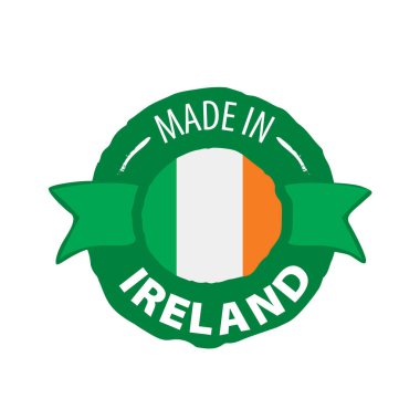 İrlanda bayrağı, beyaz arkaplanda vektör illüstrasyonu