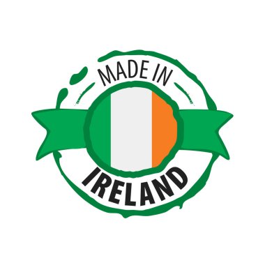 İrlanda bayrağı, beyaz arkaplanda vektör illüstrasyonu