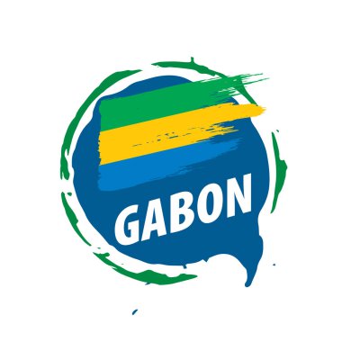 Gabon bayrağı, beyaz arkaplanda vektör çizimi.
