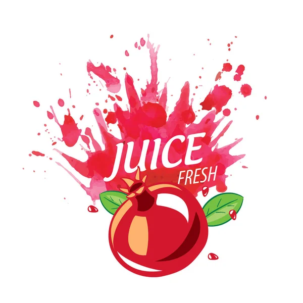 Vector logo pomegranate juice splash on white background — Stock Vector