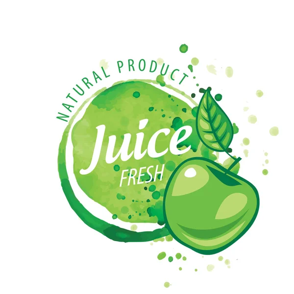 Vektor logotyp stänk av grön Apple juice på vit bakgrund — Stock vektor