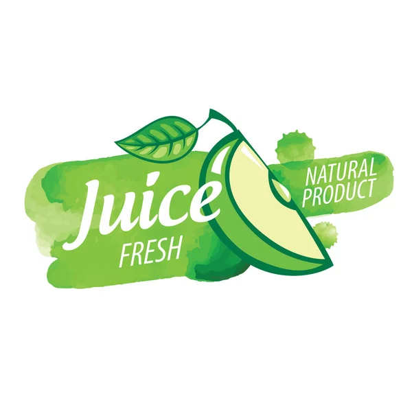 Vektor-Logo Spritzer grünen Apfelsaft auf weißem Hintergrund — Stockvektor
