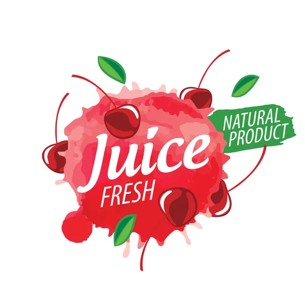 Logotipo vectorial salpicaduras de jugo de cereza sobre fondo blanco — Vector de stock