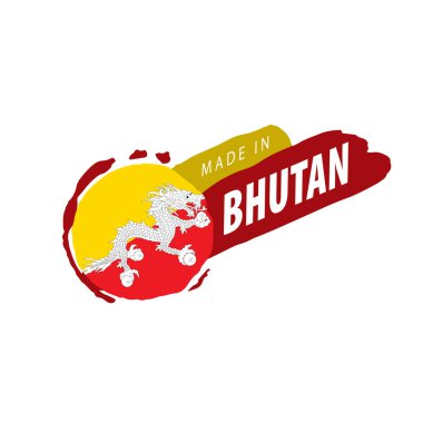 Bhutan bayrağı, beyaz arkaplanda vektör illüstrasyonu