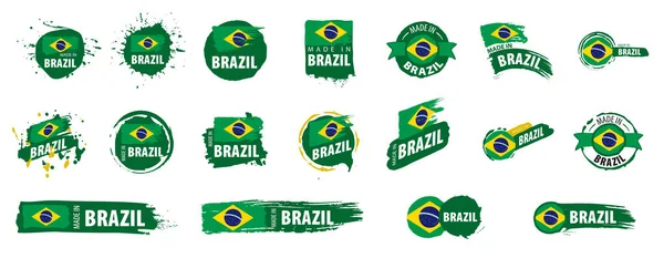 Bandera de Brasil, ilustración vectorial sobre fondo blanco — Archivo Imágenes Vectoriales