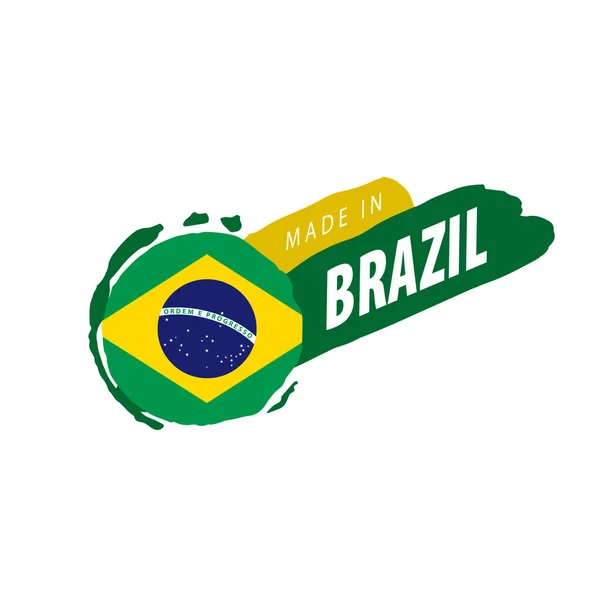 巴西国旗, 白色背景上的矢量插图 — 图库矢量图片