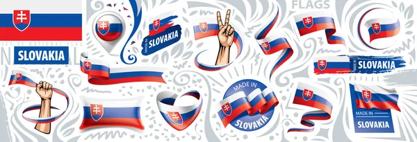 Conjunto vetorial da bandeira nacional da Eslováquia em vários desenhos criativos —  Vetores de Stock