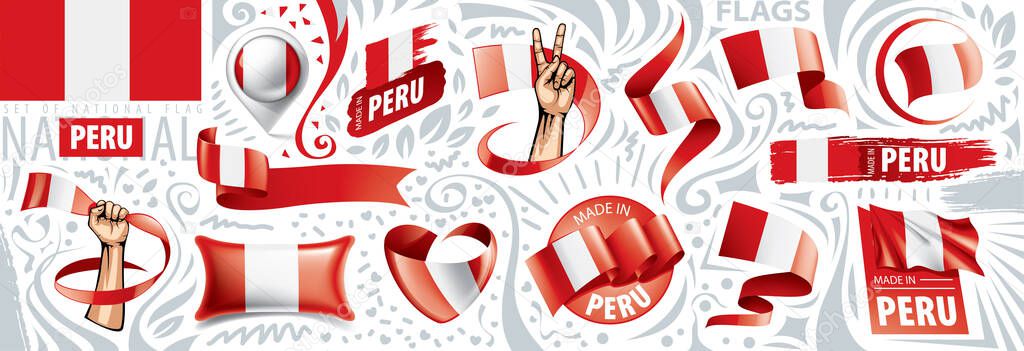 Vector set of the national flag of Peru in various creative designs