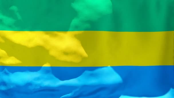 Gabon 'un ulusal bayrağı rüzgarda dalgalanıyor — Stok video