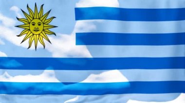 Uruguay 'ın ulusal bayrağı rüzgarda dalgalanıyor