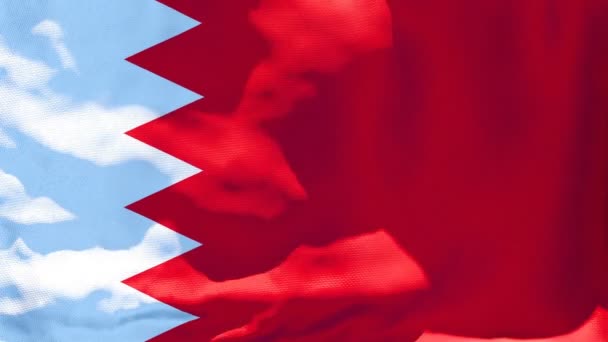 De nationale vlag van Bahrein wappert in de wind — Stockvideo