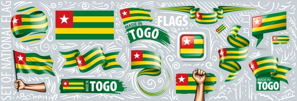 Conjunto vectorial de la bandera nacional de Togo en varios diseños creativos — Vector de stock