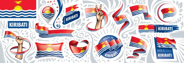 Vektorová sada národní vlajky Kiribati v různých kreativních návrzích — Stockový vektor