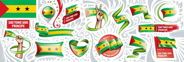 Ensemble vectoriel du drapeau national de Sao Tomé-et-Principe — Image vectorielle