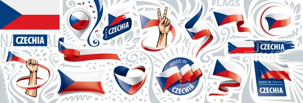Conjunto vetorial da bandeira nacional da Tchecoslováquia em vários desenhos criativos —  Vetores de Stock