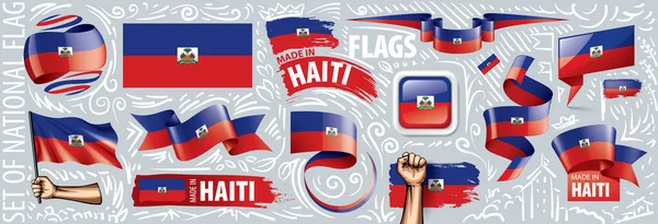 各种创意设计的海地国旗矢量集 — 图库矢量图片