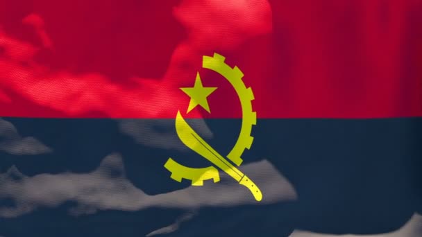 The national flag of Angola is flying in the wind — Stock Video