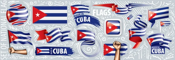 Vektorová sada národní vlajky Kuby v různých kreativních návrzích — Stockový vektor