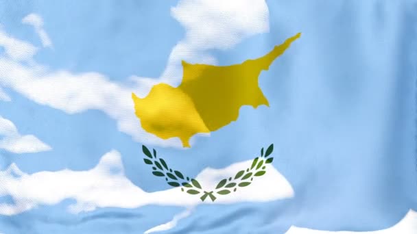 De nationale vlag van Cyprus wappert in de wind — Stockvideo