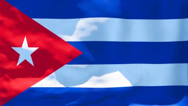 La bandera nacional de Cuba ondea con el viento — Vídeos de Stock