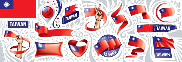 Vector set of the national flag of Taiwan in various creative designs — Stock Vector