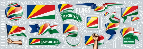 Vector set of the national flag of Seychelles in various creative designs — Stock Vector