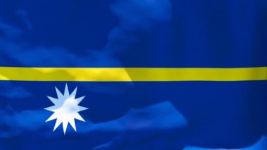 Nauru 'nun ulusal bayrağı rüzgarda dalgalanıyor.