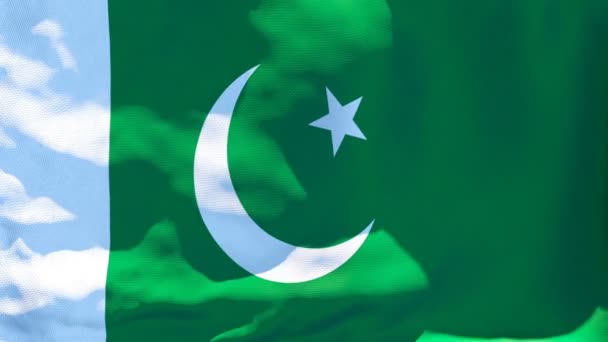 Bendera nasional Pakistan berkibar-kibar dalam angin — Stok Video