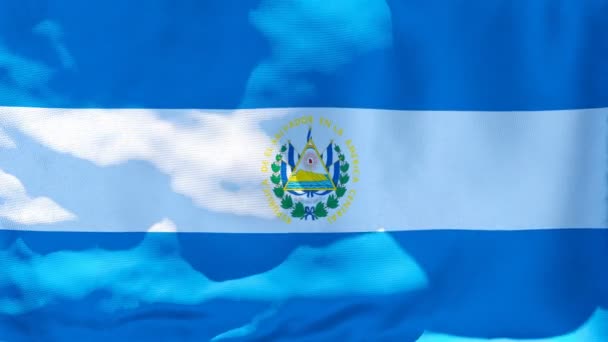 La bandera nacional de Salvador ondea al viento — Vídeos de Stock