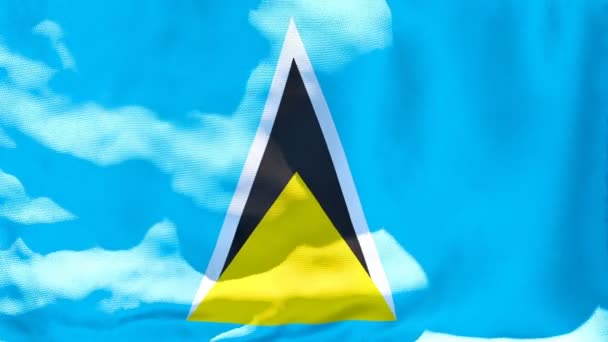 De nationale vlag van Saint Lucia wappert in de wind — Stockvideo