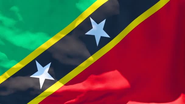 Die Nationalflagge von St. Kitts und Nevis flattert im Wind — Stockvideo