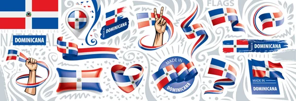 Vektorová sada národní vlajky Dominicany v různých kreativních návrzích — Stockový vektor