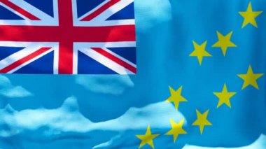 Tuvalu 'nun ulusal bayrağı rüzgarda dalgalanıyor